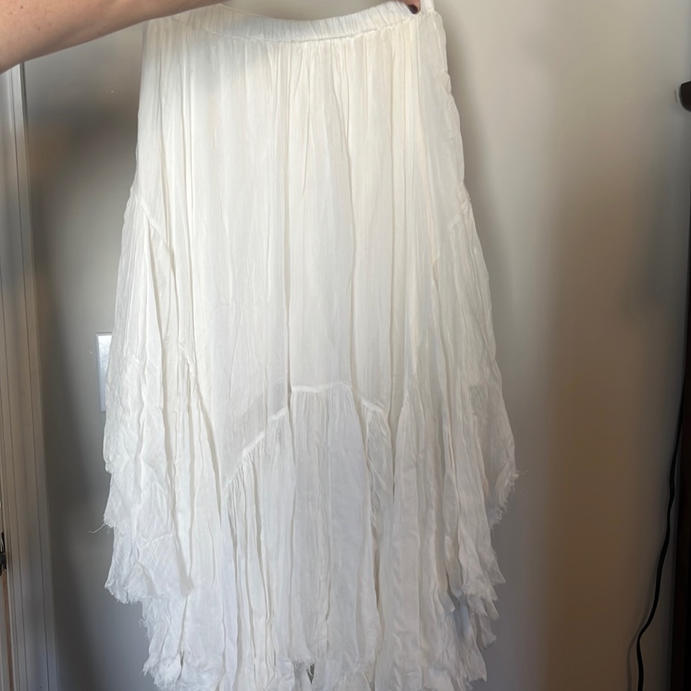 Free People white ruffle skirt, size small.